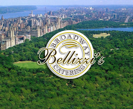 Bellizzi's Broadway Catering logo over Central Park